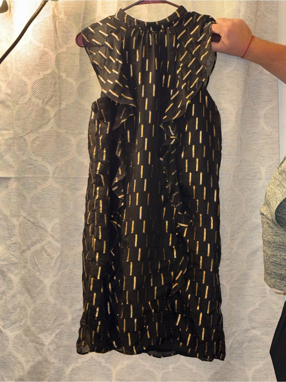 Worthington Black Midi Dress with Gold Metallic Accents